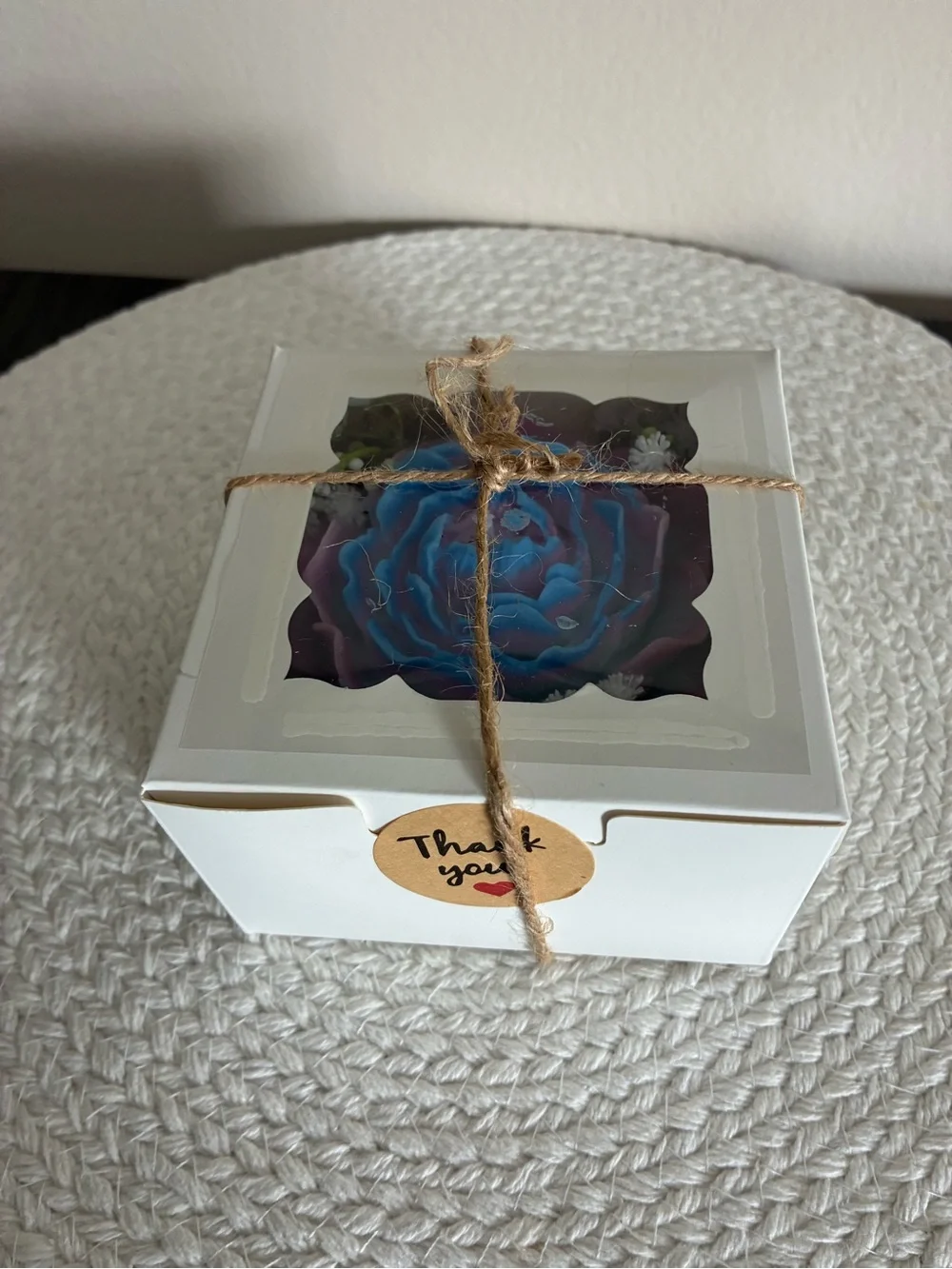 Decorative Pink and Blue Floral Accent Candle - Unbranded